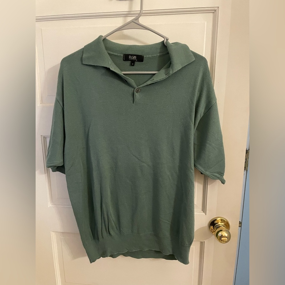 Vintage green Raffi 1/4 button polo. Made in Italy size M